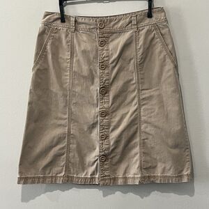Vintage Eddie Bauer MIDI Skirt Women’s 8 Khaki‎ Tan Button Front Y2K Safari
